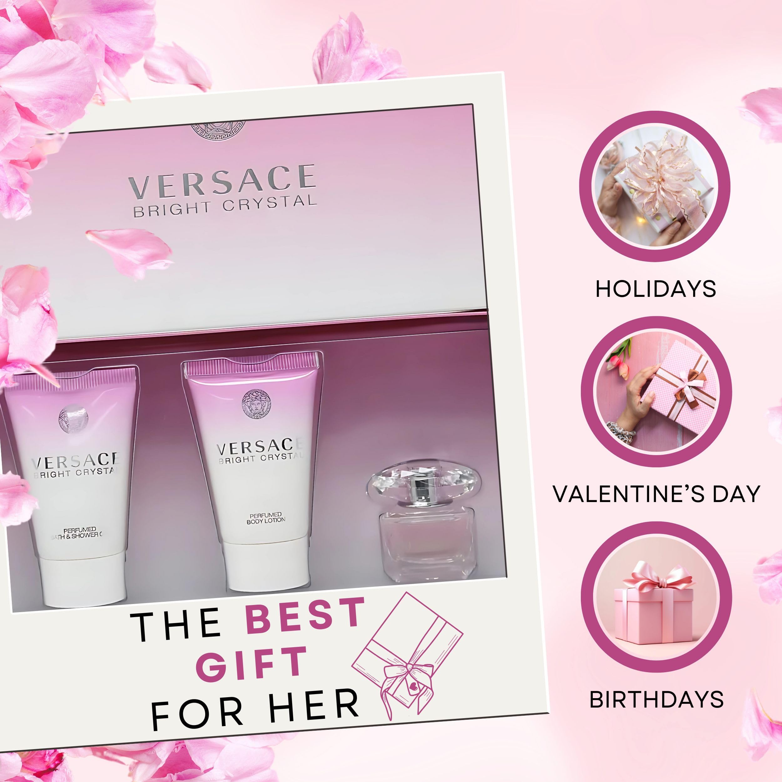 Versace Bright Crystal packaging closeup highlighting premium branding