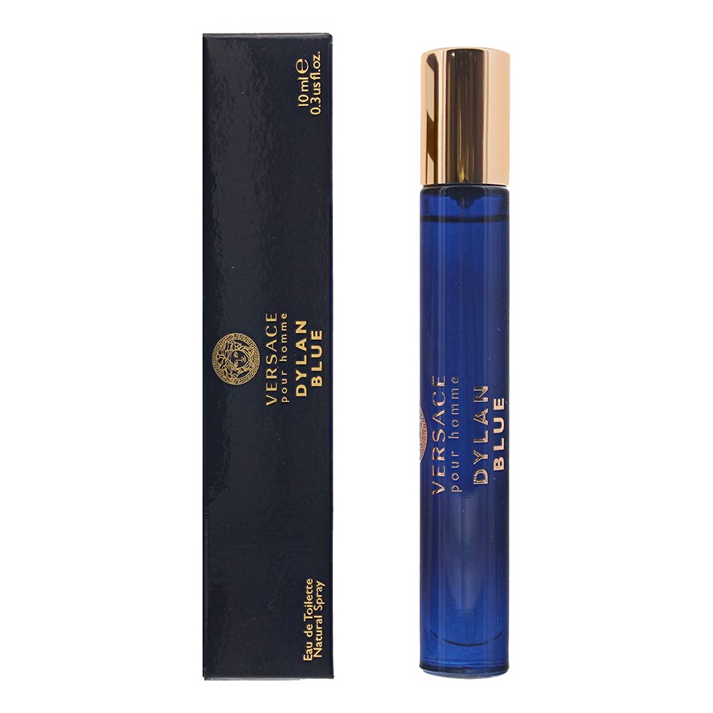 Versace Dylan Blue mini atomizador frente, ideal para uso diario y fragancia duradera.
