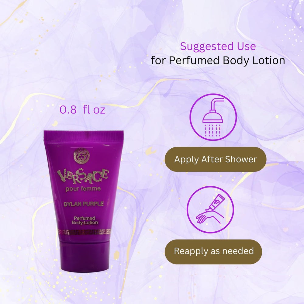Loción corporal perfumada Versace Dylan Purple aporta hidratación suave.