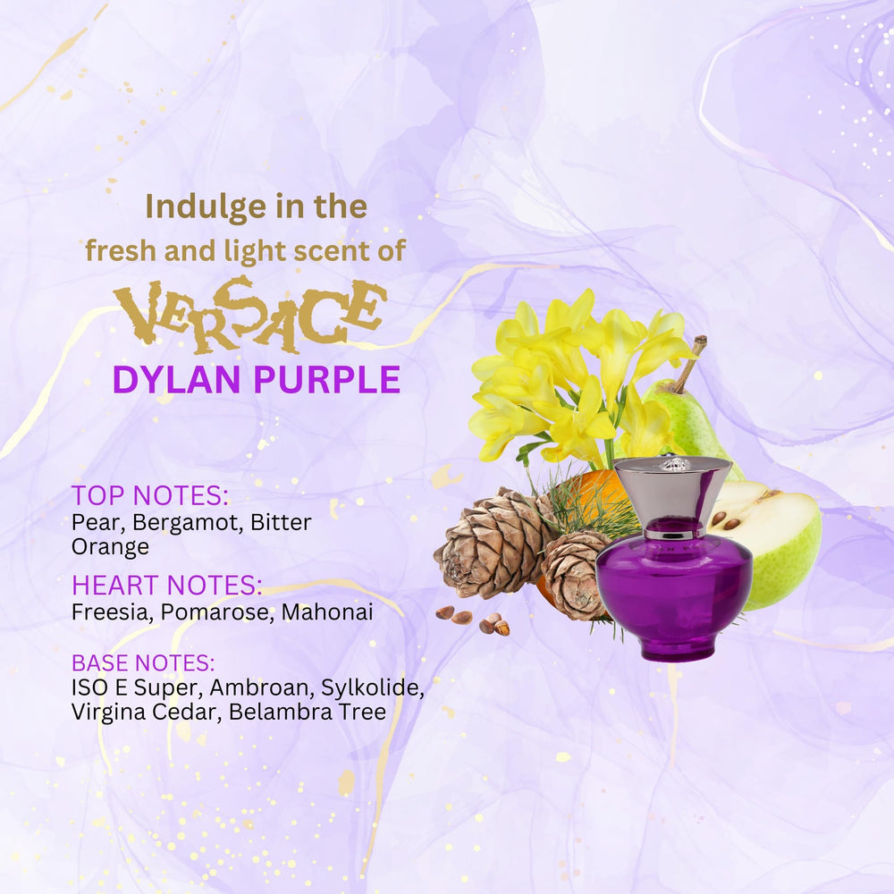 Presentación de conjunto Versace Dylan Purple para regalo.