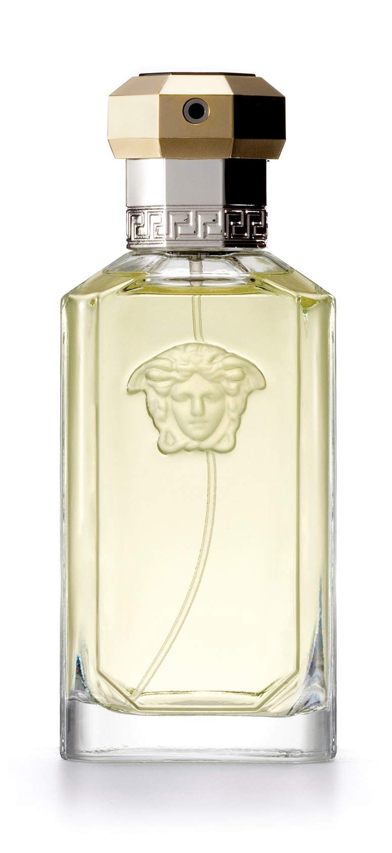 Versace El Dreamer para hombres, etiqueta de fragancia en primer plano para uso diario
