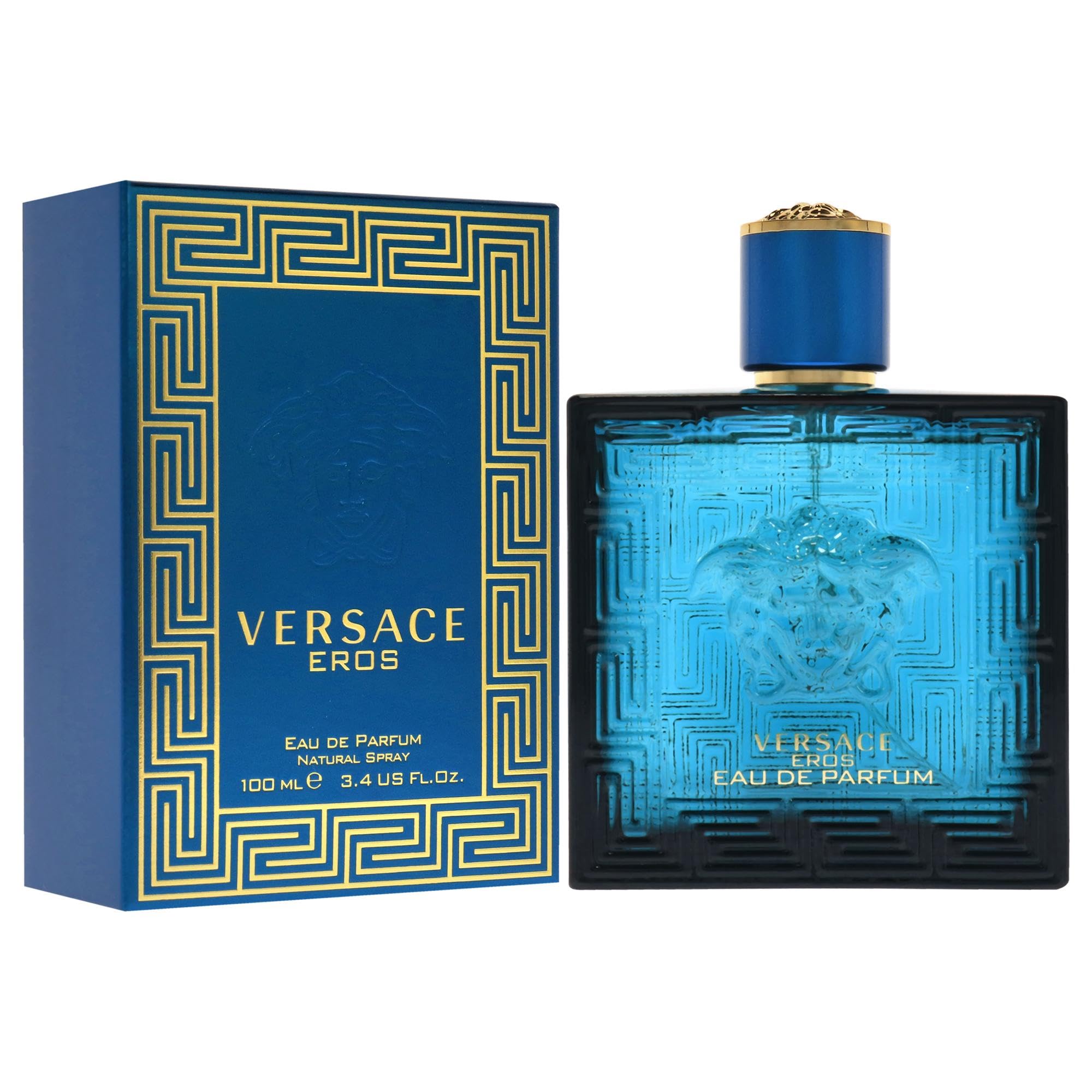 Versace Eros para hombre, caja de empaque, presentación de lujo para regalo.
