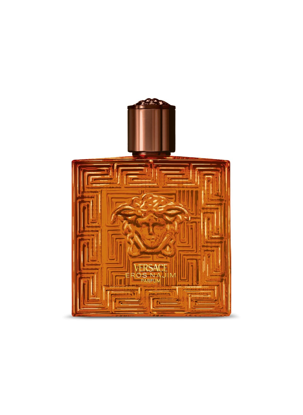 Versace Eros Najim botella ámbar elegante para impresionar en reuniones