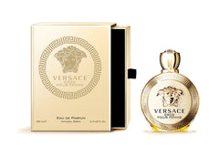 Versace Eros Pour Femme: frasco ornamentado ideal para tocador.