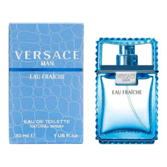 Versace Man Eau Fraiche: botella frontal, fragancia fresca para uso diario y verano