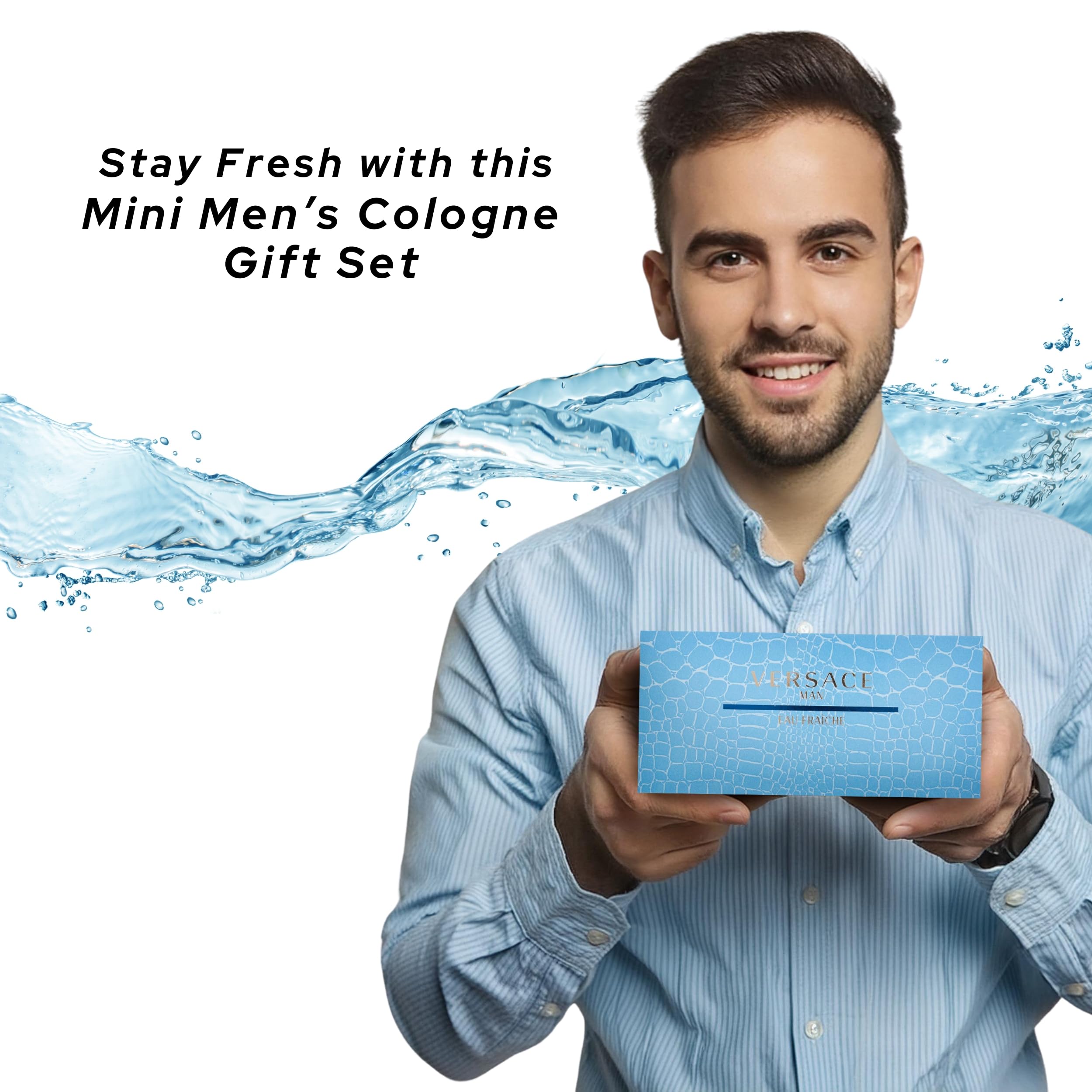Versace Man Eau Fraiche: conjunto de muestra mini para prueba de fragancia.