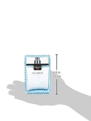 Versace Man Eau Fraiche frasco visto de dorso, superficie suave y brillante