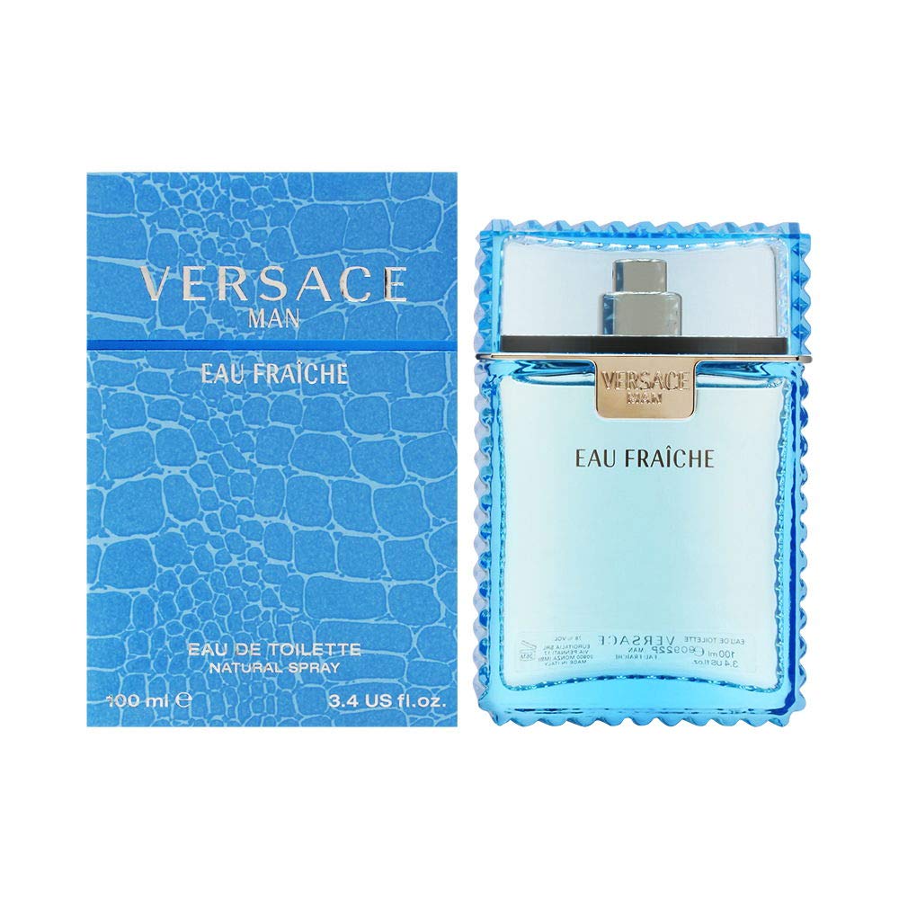 Versace Man Eau Fraiche, frasco vertido, ideal para uso diario y sensación fresca.
