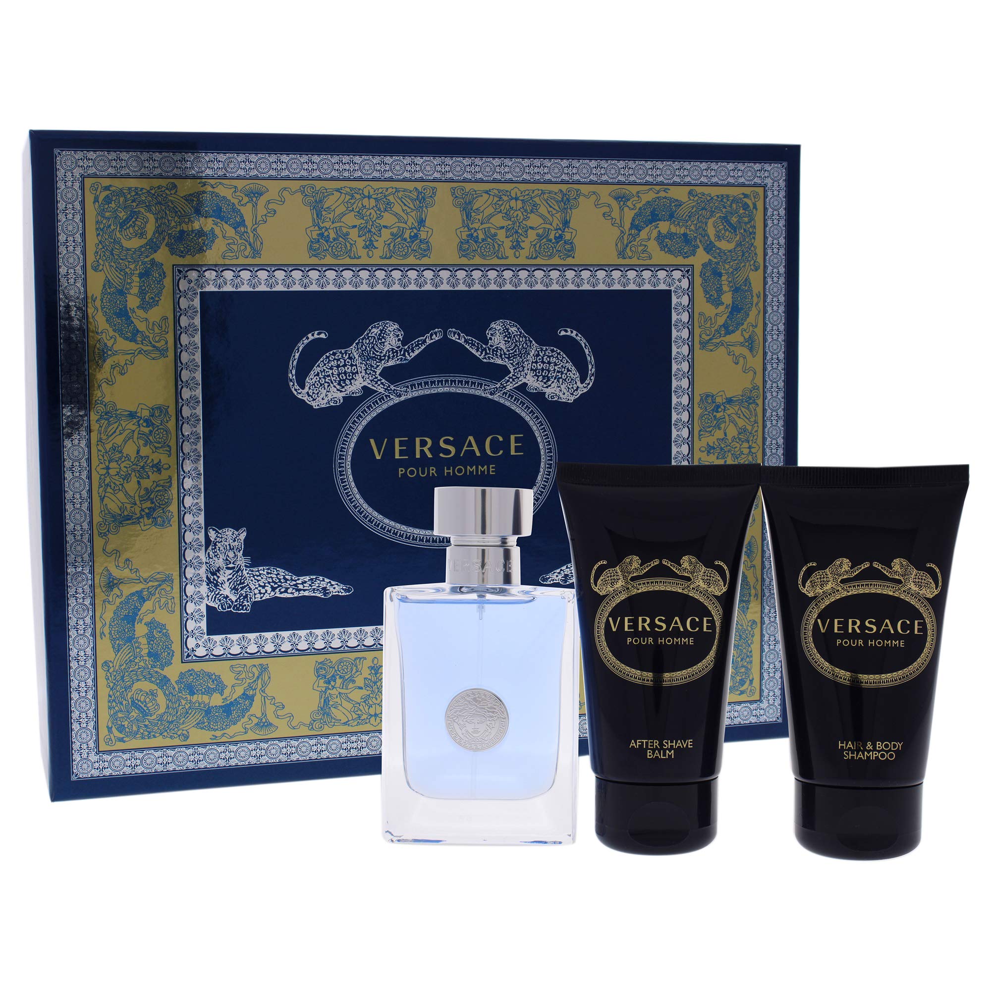 Versace Pour Homme 3pc set edt bottle close-up, ideal for daily wear