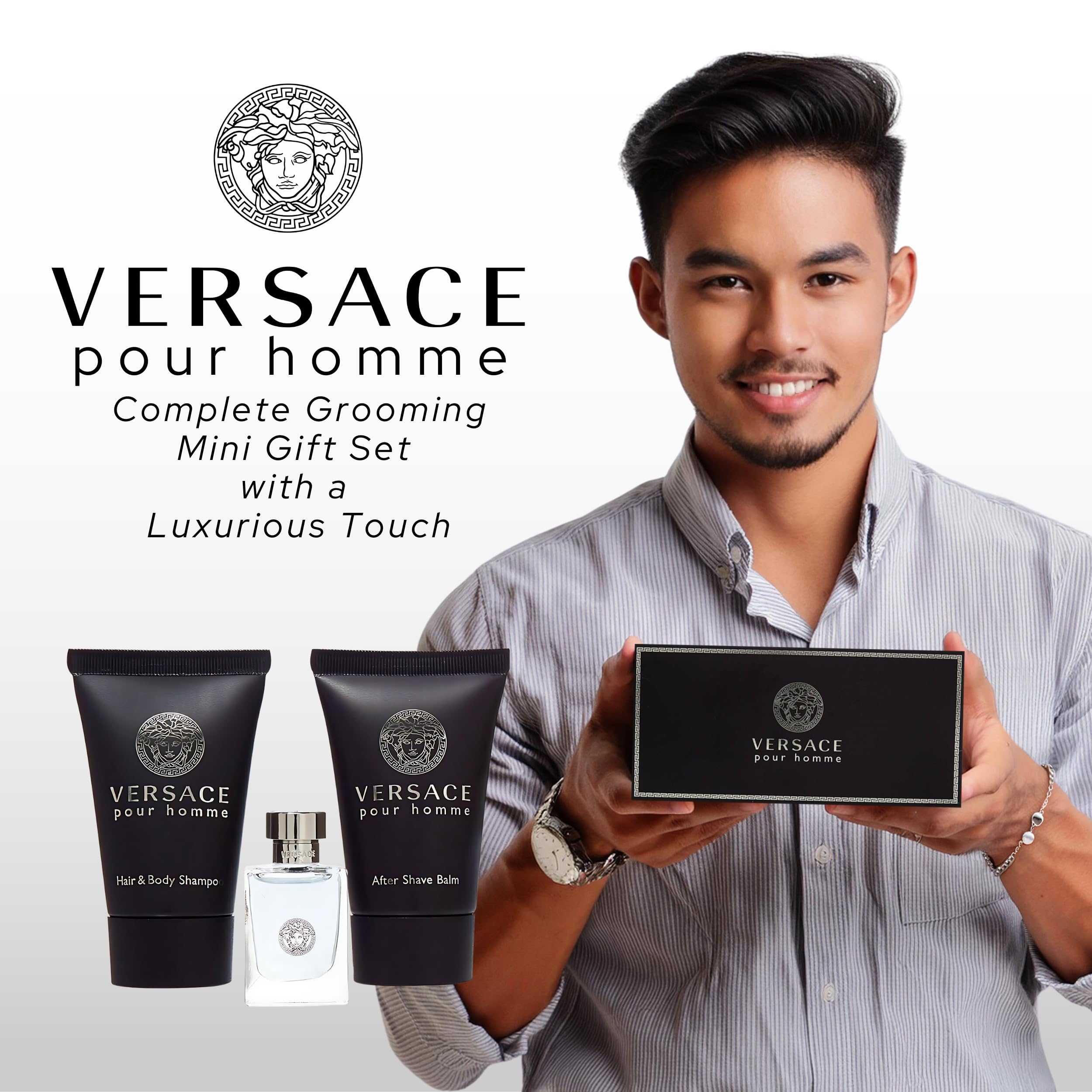 Versace Pour Homme caja frontal atractiva para regalo.