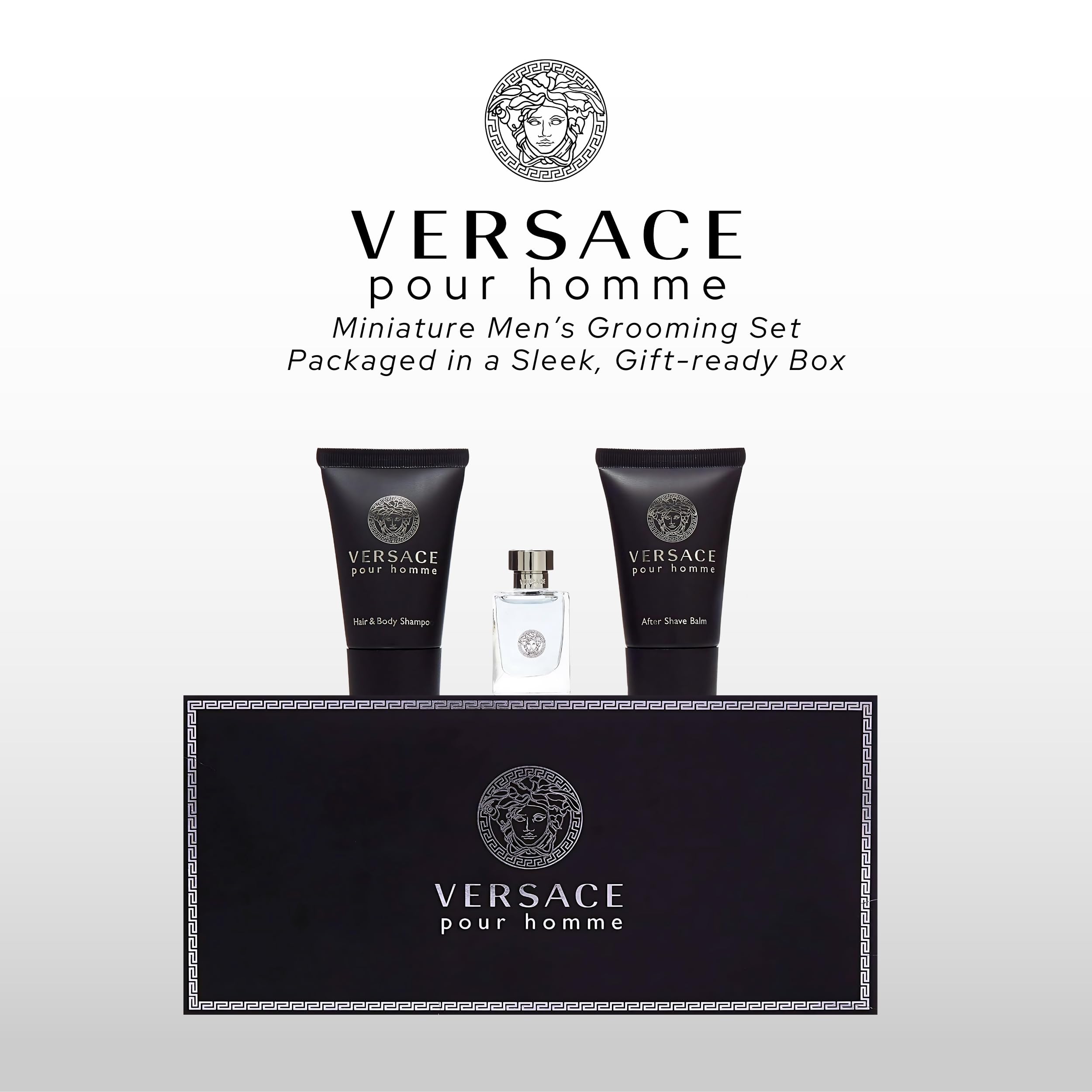 Versace Pour Homme mini bálsamo after shave, para una rutina de afeitado suave.