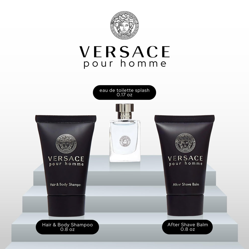 Versace Pour Homme mini champú y cuerpo, práctico para cuidado diario.