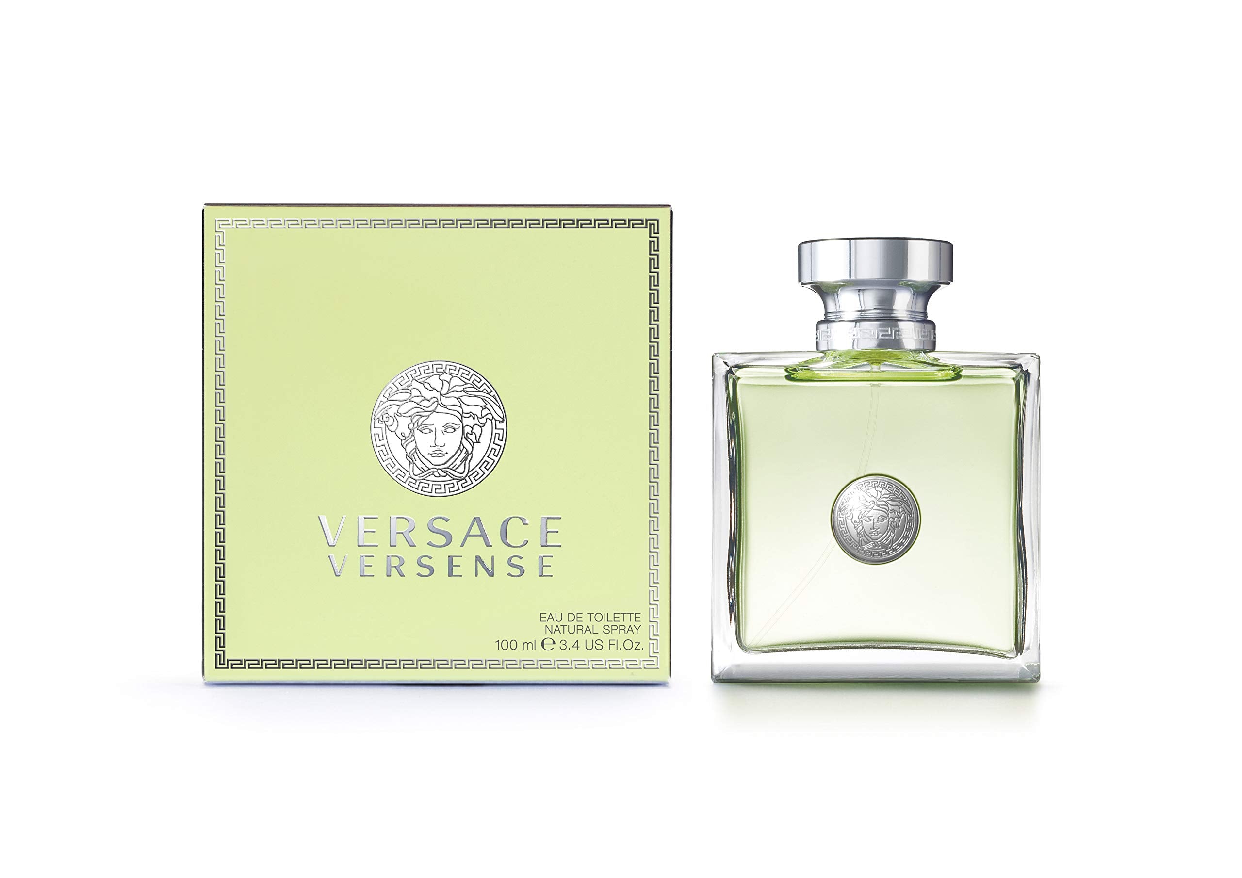 Versace Versense, botella frontal, perfume elegante para uso diario