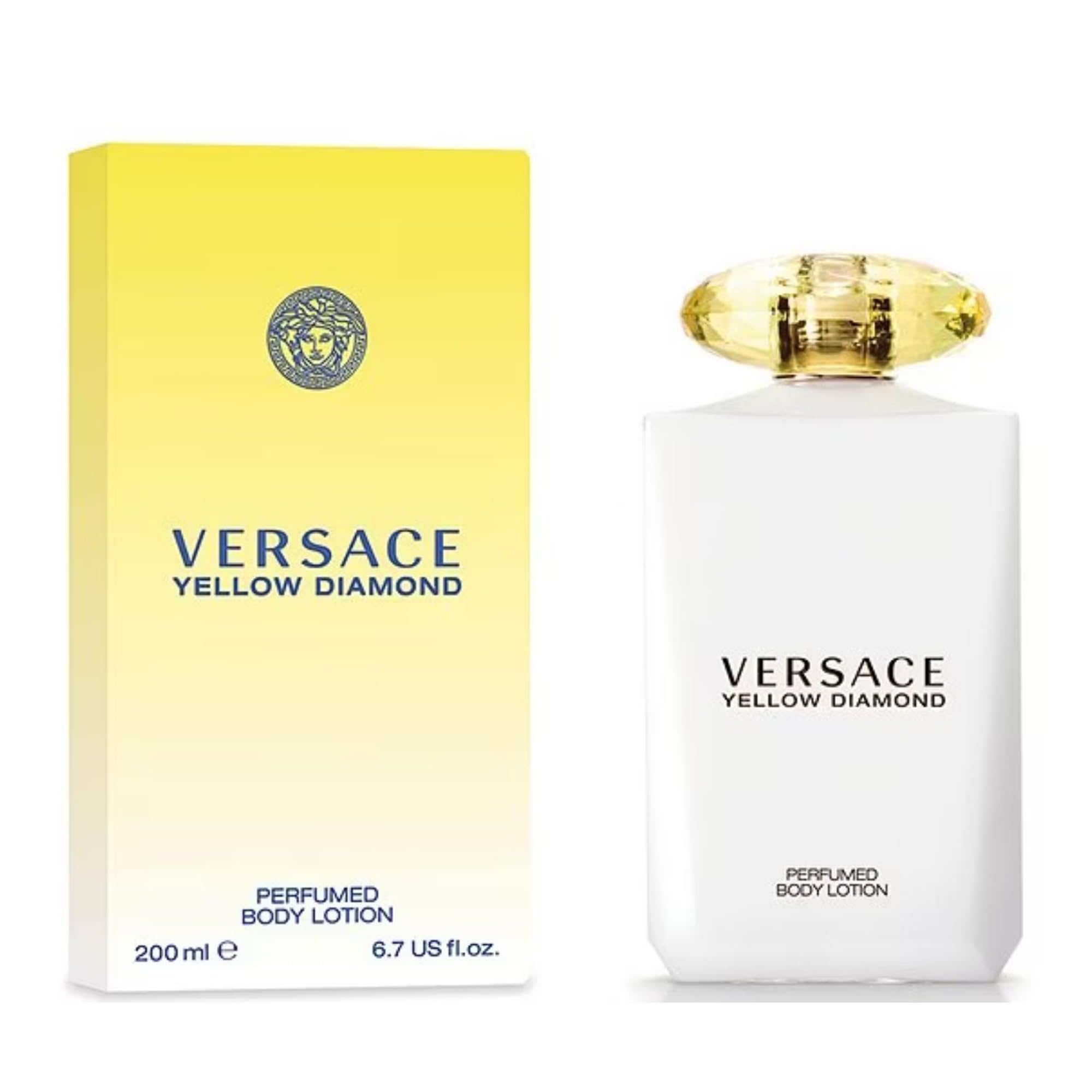 Versace Yellow Diamond envase 200 ml, práctico para uso diario.