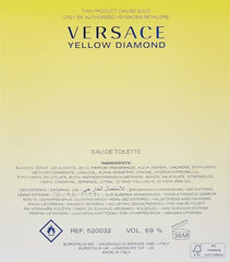 Frasco Versace Yellow Diamond visto de frente, diseño icónico