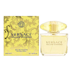 Versace Yellow Diamond, detalle de etiqueta, empaque premium para uso diario.