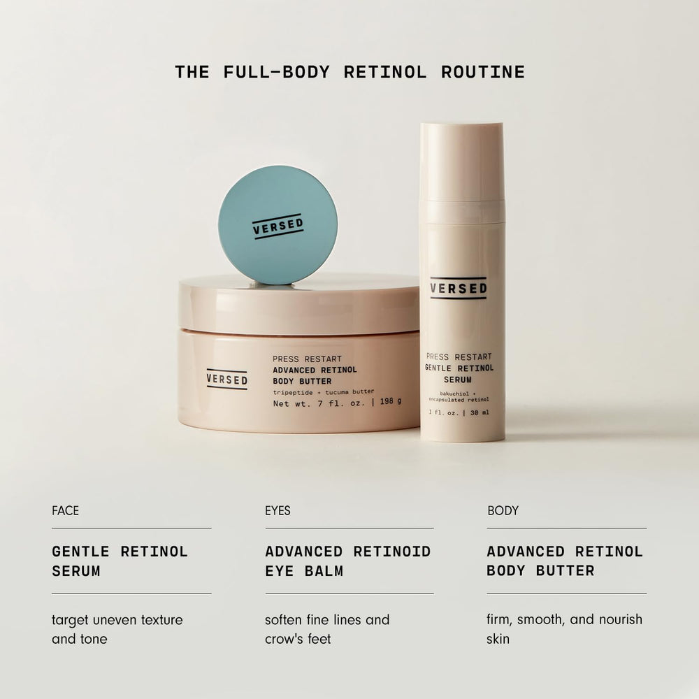 Versed Advanced Retinol Body Butter applying massage to dry skin for easy absorption