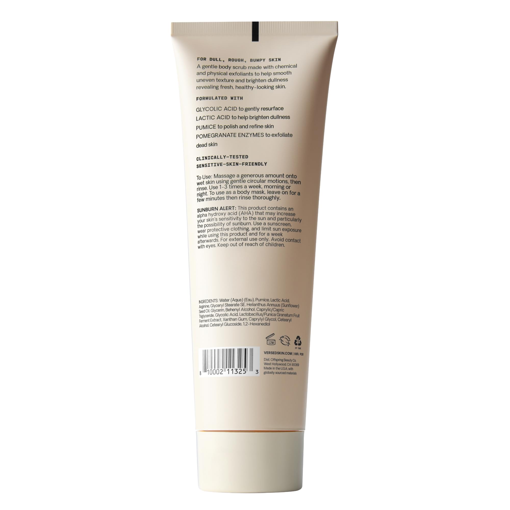 Versed Buff It Out crea un ritual de cuidado corporal relajante.