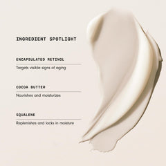 Manteca de cacao y retinol en Versed Press Restart crema corporal.