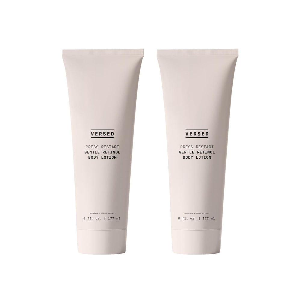 Versed Press Restart loción corporal, paquete dos, hidratación suave para piel seca.