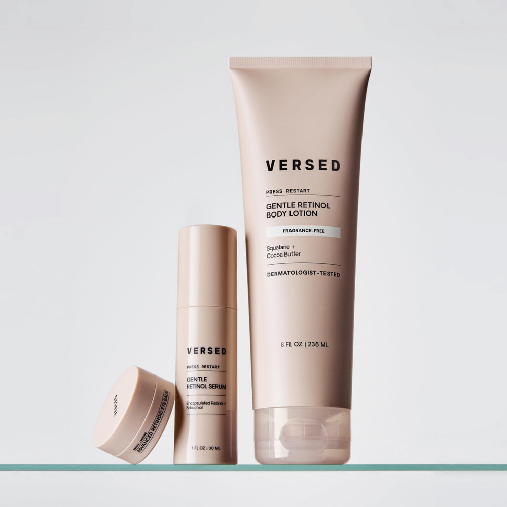 Sérum Versed Press Restart pour peau sensible, soin anti-âge doux et nourrissant.