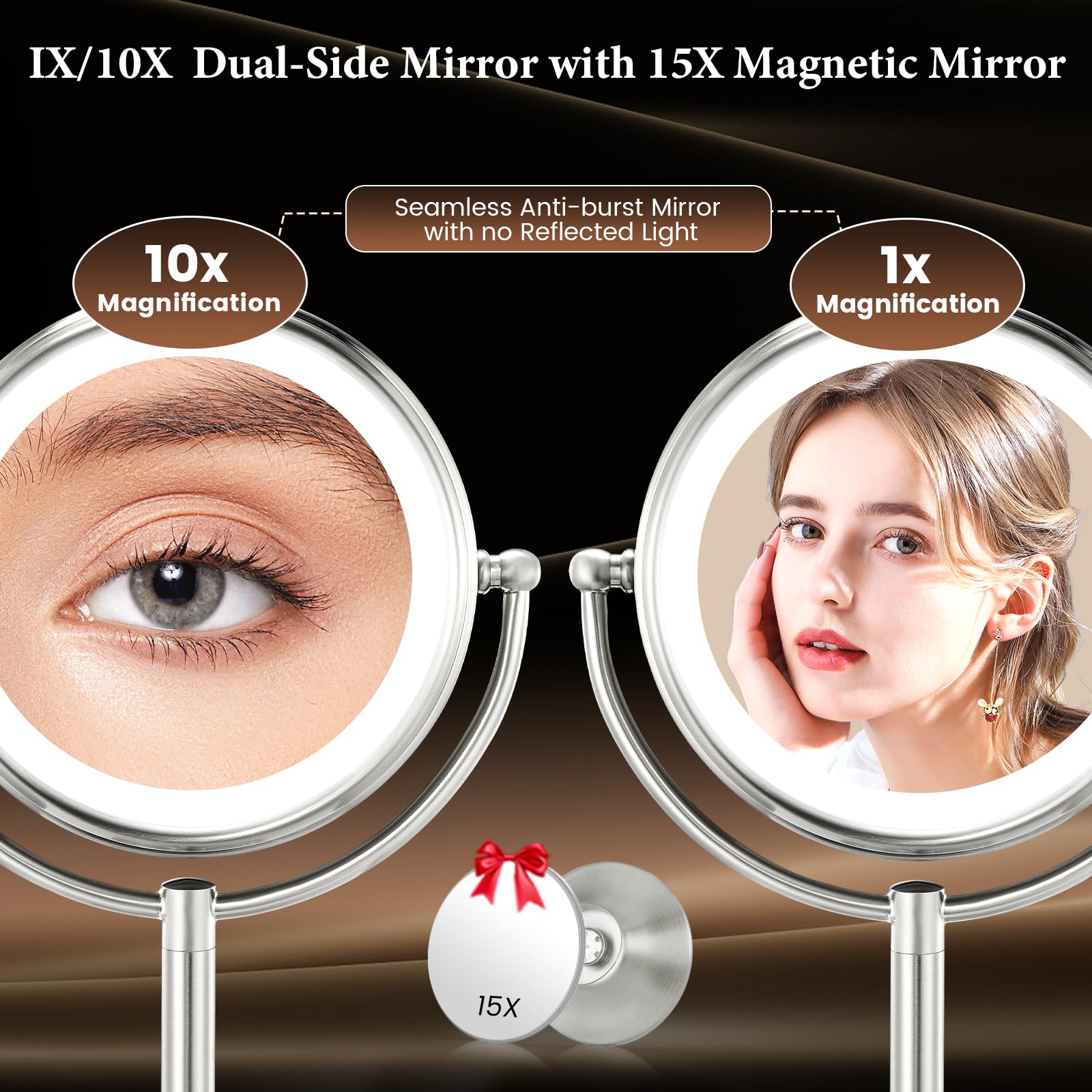 VESAUR Ampliación 1x/10x para detalles faciales sin distorsión.