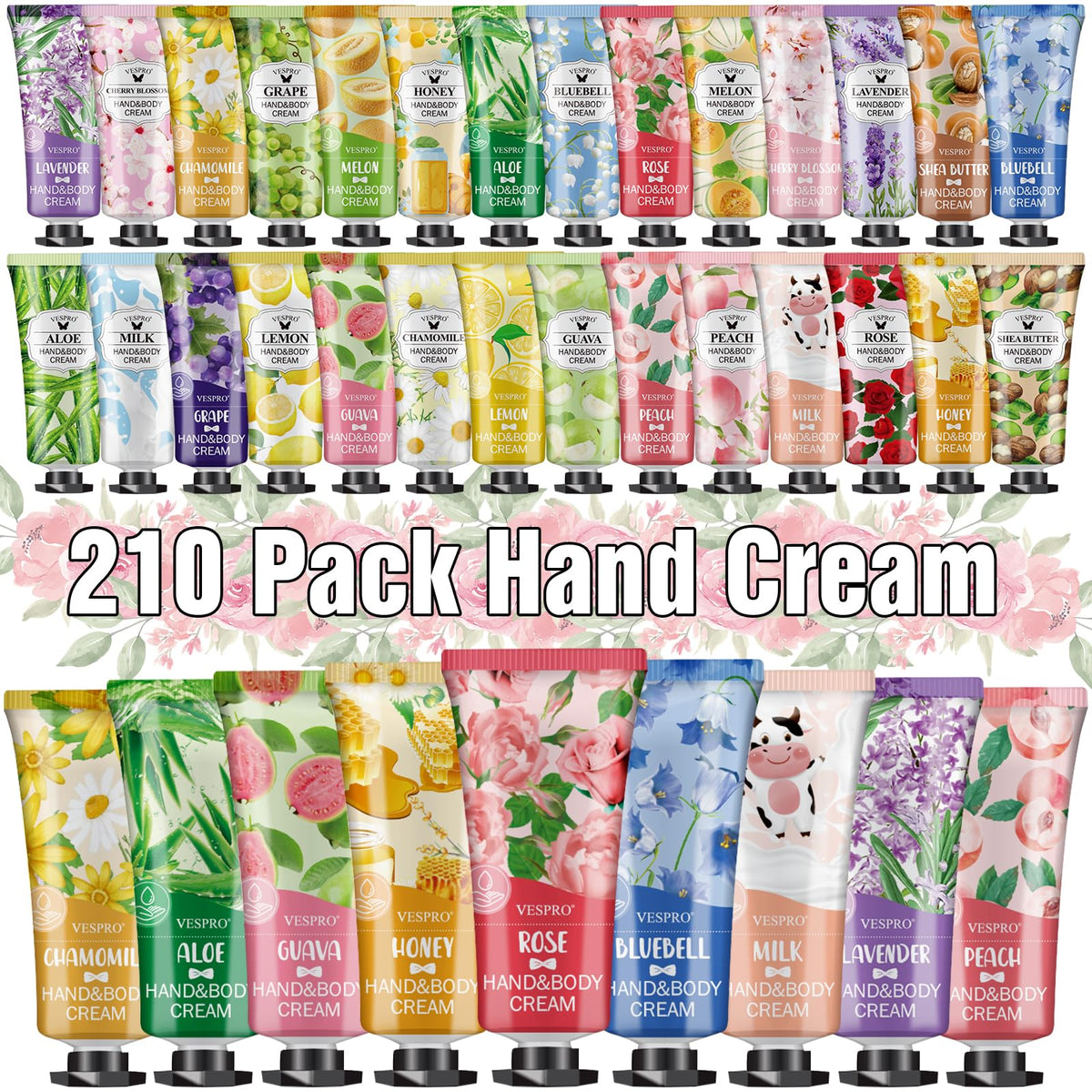VESPRO crema de manos rosa 210-pack, regalo y hidratación para manos suaves