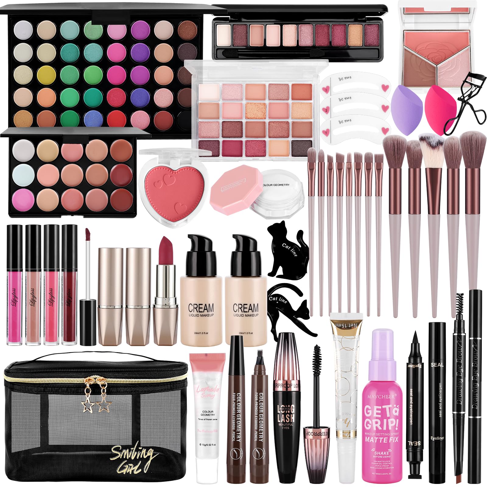 Vespro VESPRO Coffret Maquillage Tout-en-Un pour Femmes | Palette Yeux 40 Tei ...