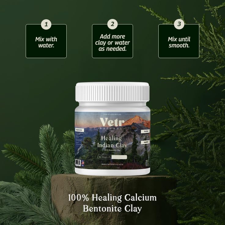 Vetr Naturals Arcilla India aplicación facial suave para uso diario.