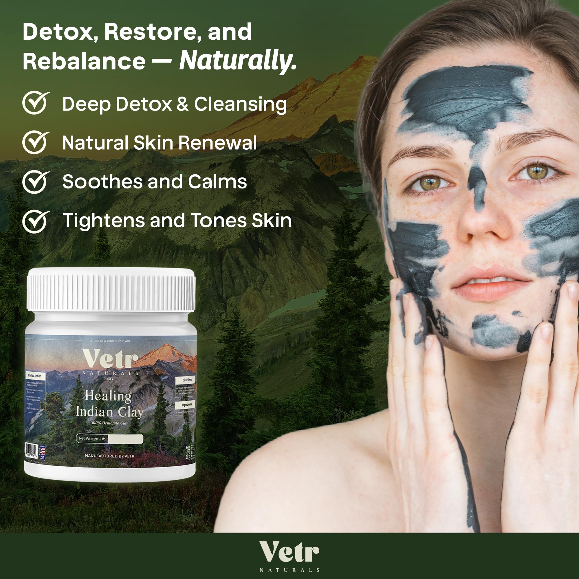 Vetr Naturals Arcilla India cuidado del cabello para detox capilar.