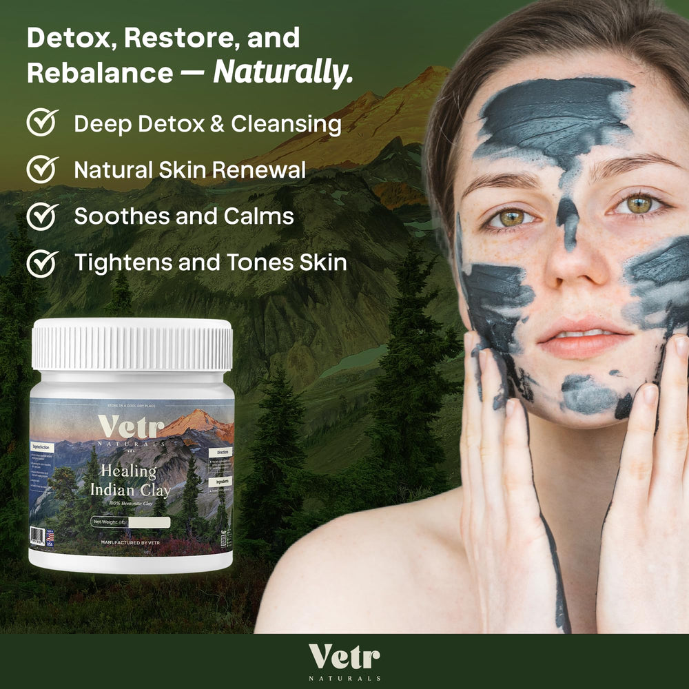 Vetr Naturals Arcilla India cuidado del cabello para detox capilar.