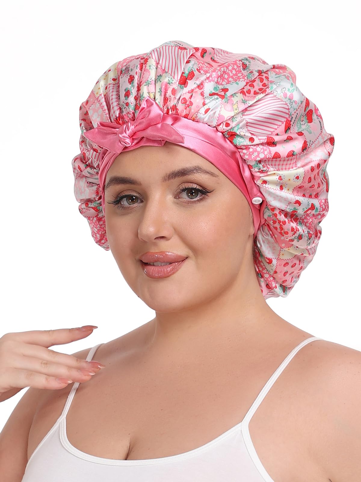 Gorro satén Vettres con lazo ajustable para ajuste cómodo sin marcas