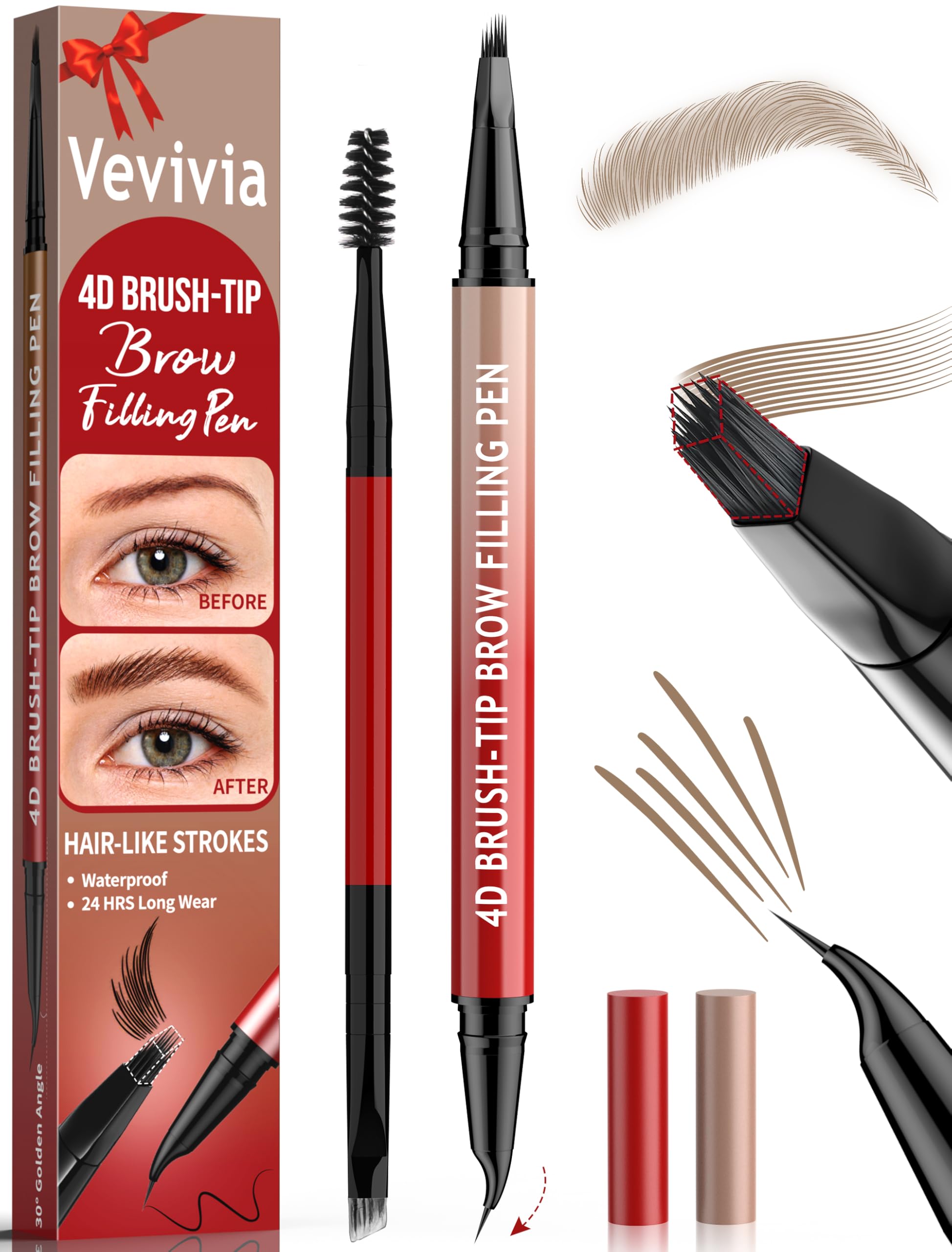 Lápiz Vevivia Cejas con 4D cepillo curvo para relleno natural.