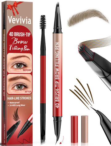 Lápiz de cejas Vevivia con brocha 4D para rellenar naturalmente