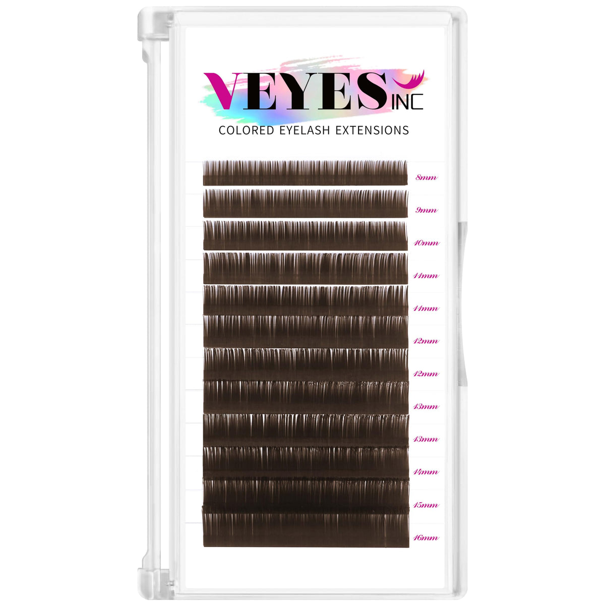 VEYES INC colored lash extensions tray with mixed lengths for versatile lash fans