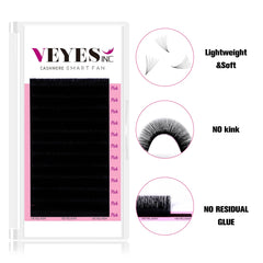 VEYES INC self-fanning lashes illustrate faster lash application.