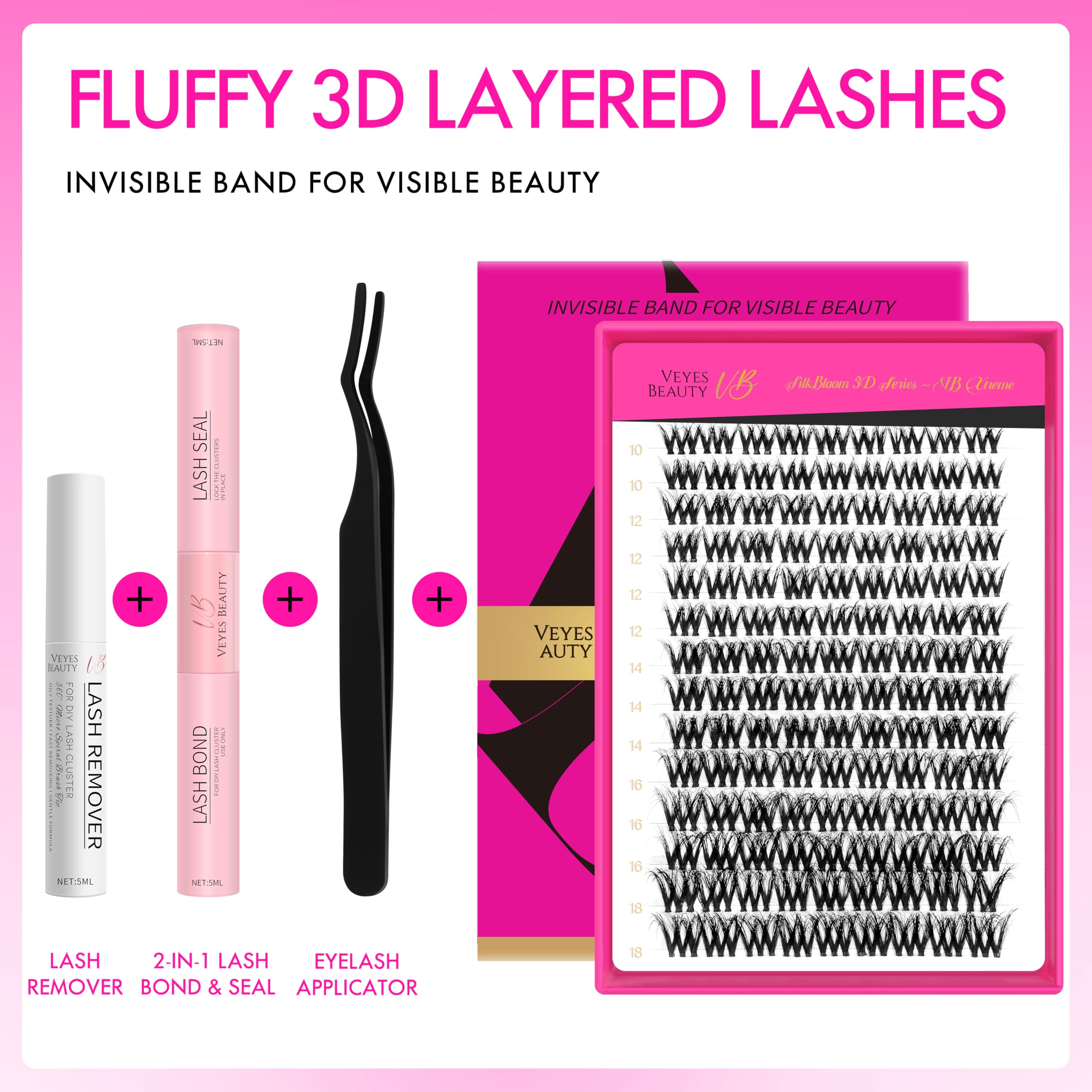 VEYESBEAUTY banda invisible para pestañas, banda suave y discreta