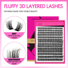 VEYESBEAUTY clústeres de pestañas 3D en capas, aspecto esponjoso y natural