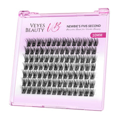 VEYESBEAUTY agrupaciones de pestañas con banda invisible y 10 mm para un look natural y cómodo.