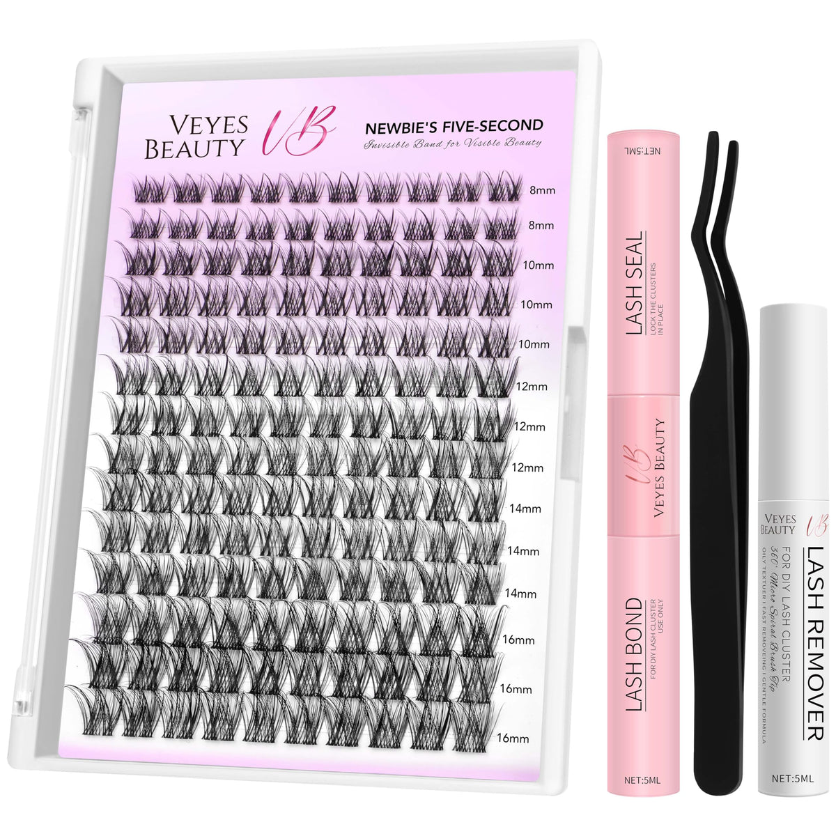 VEYESBEAUTY kit de clusters pour cils - application simple et rapide.