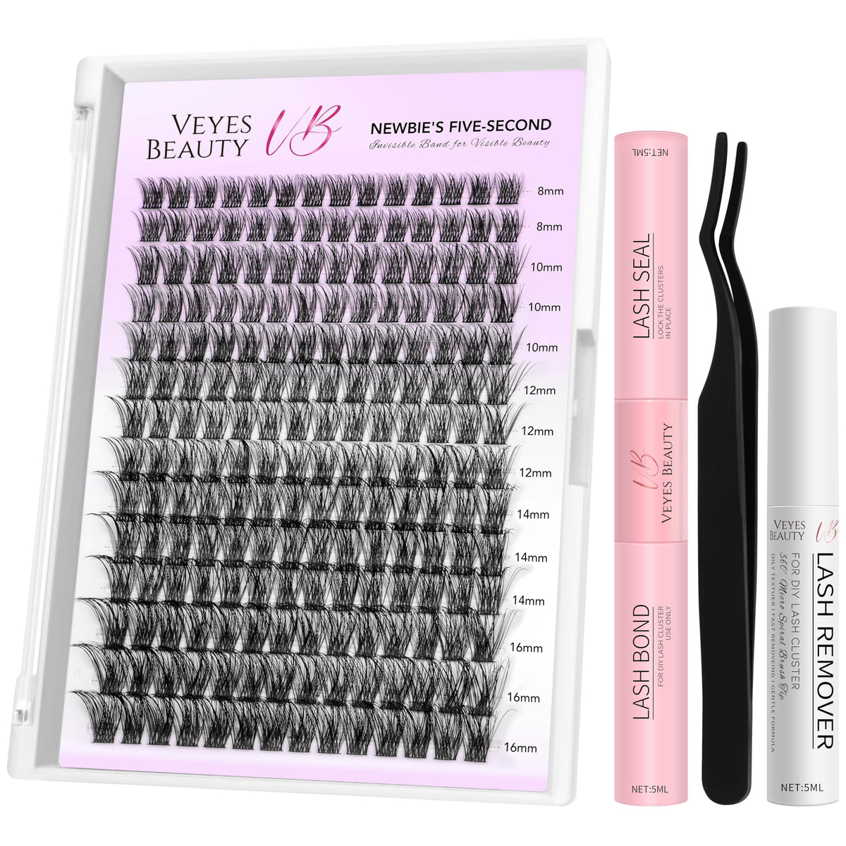 VEYESBEAUTY Ensemble de cils en groupes, emballage pratique pour ranger le kit.