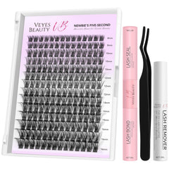 VEYESBEAUTY Ensemble de cils en groupes, emballage pratique pour ranger le kit.