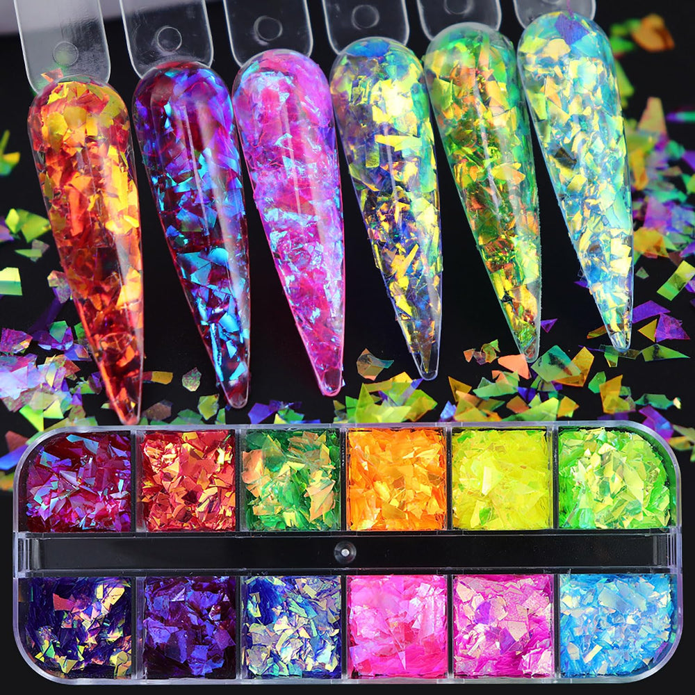 Vezocim brillos iridiscentes para uñas, combinables con gel UV.