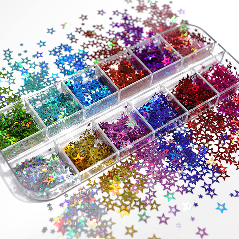 Vezocim estrellas para uñas, 12 colores para decoraciones brillantes