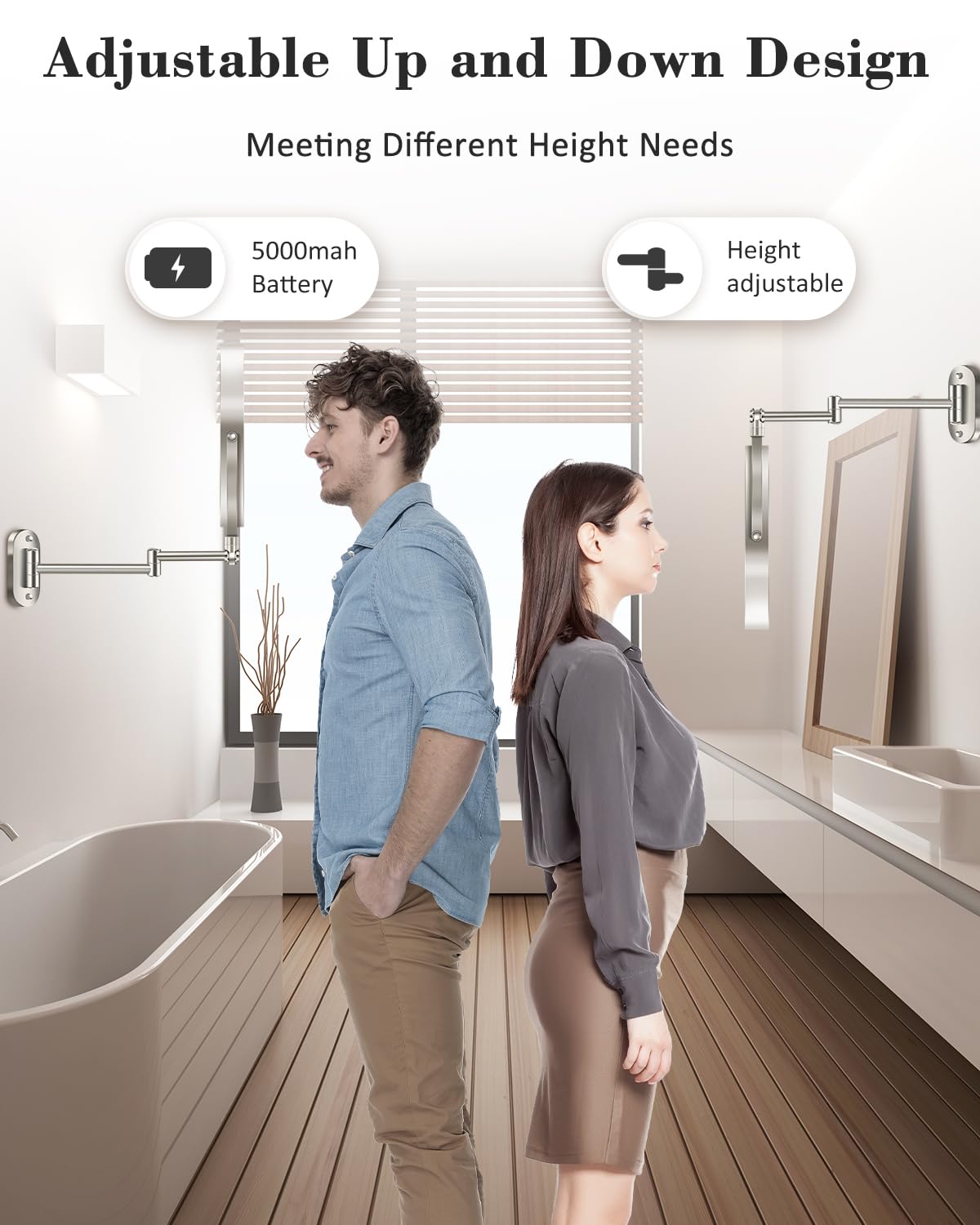 Espejo VFD para baño con iluminación que facilita maquillarse.