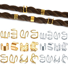 Vfruua 24 piezas de accesorios para cabello para dreadlocks, dorado y plateado, con ajuste cómodo.