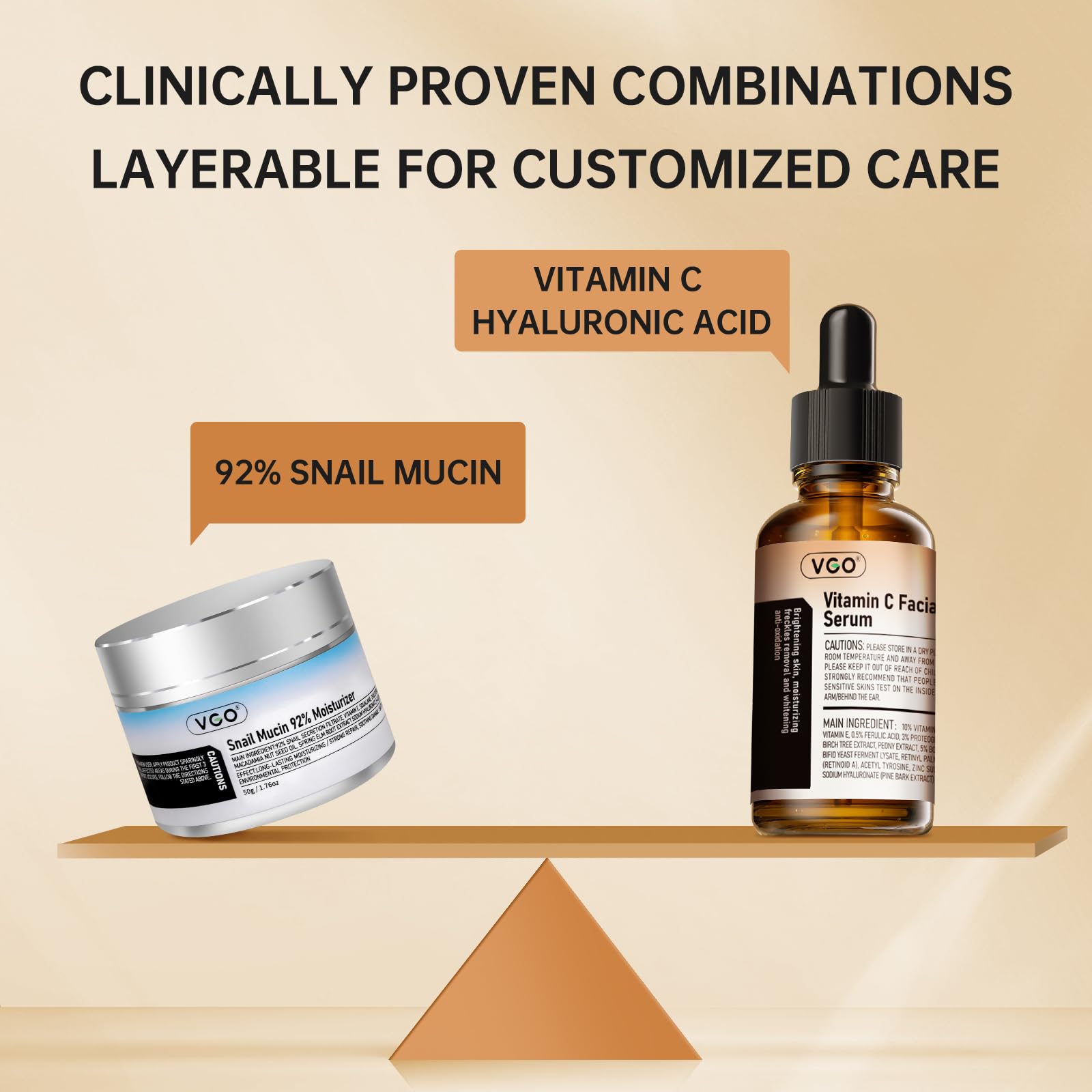 Sérum Vitamine C VGO à l'application facile, visage lumineux.