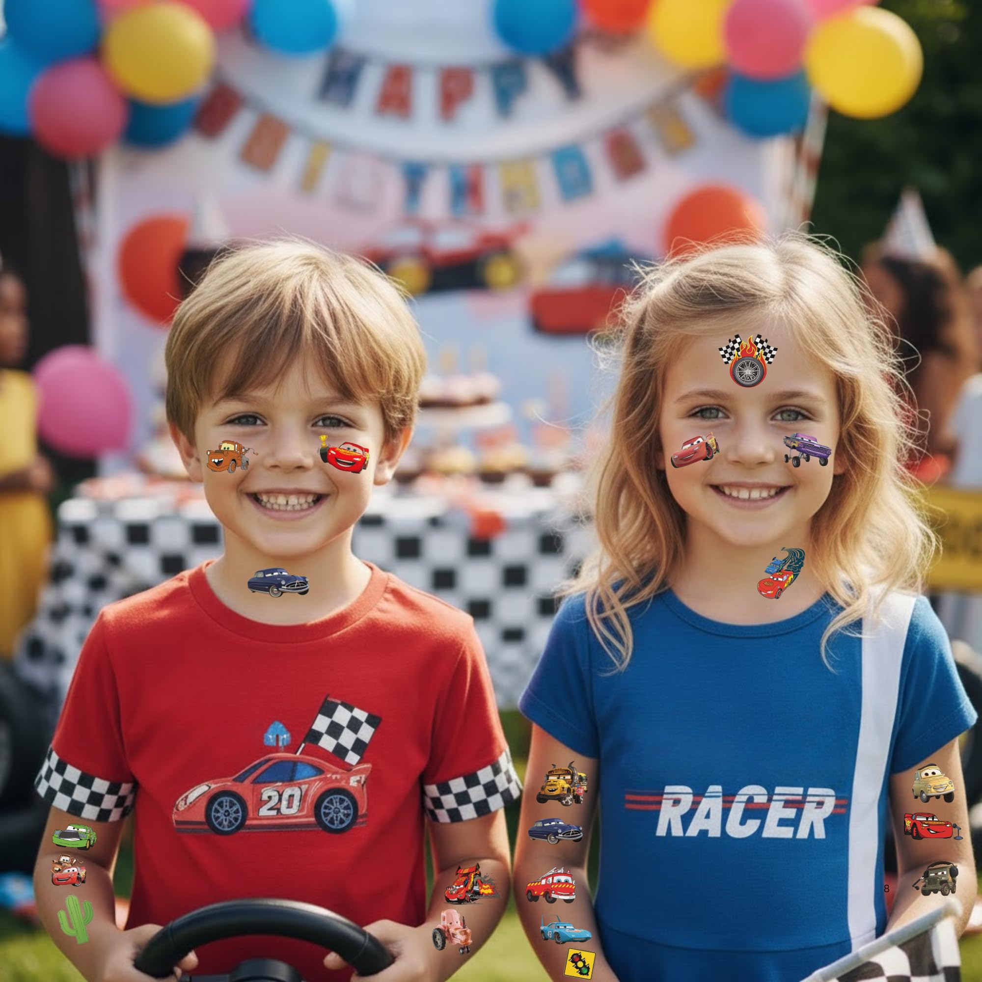 Tatuajes VGRANHMAZ de carreras para niños: perfectos como recuerdos de cumpleaños.