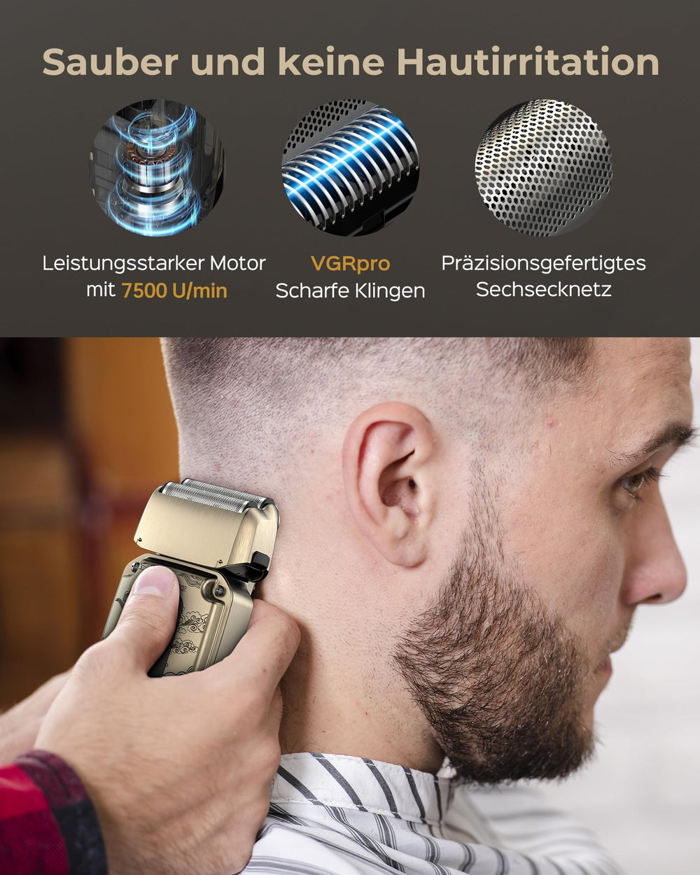 Capa de barbero incluida para protección durante el corte