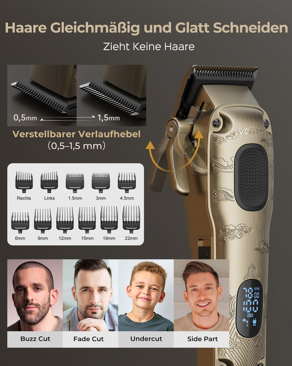 Tijera de precisión VGRPRO Zero Gap para detalles de barba